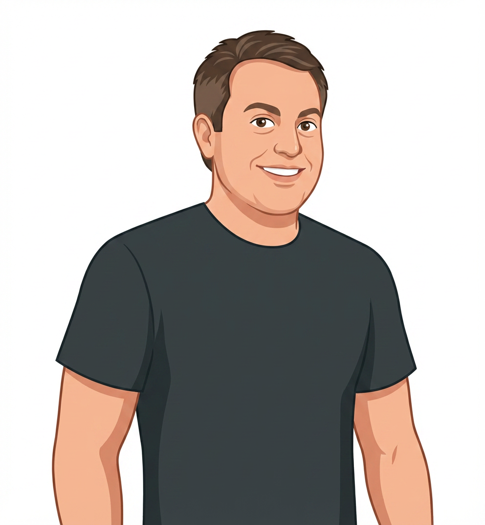 An illustrated portrait of Chase Martyn, smiling.